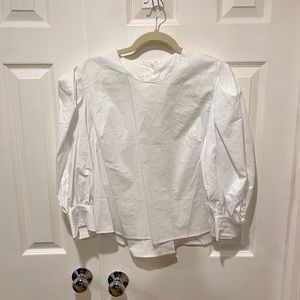 Oak + Fort Blouse button up back and puff sleeve